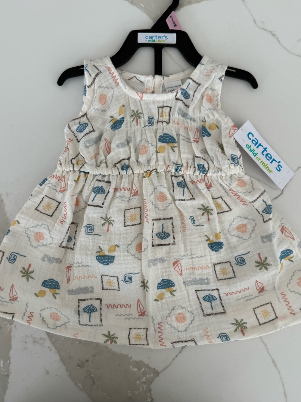 Carter's Cream Printed Sleeveless Kids Dress -  NWT